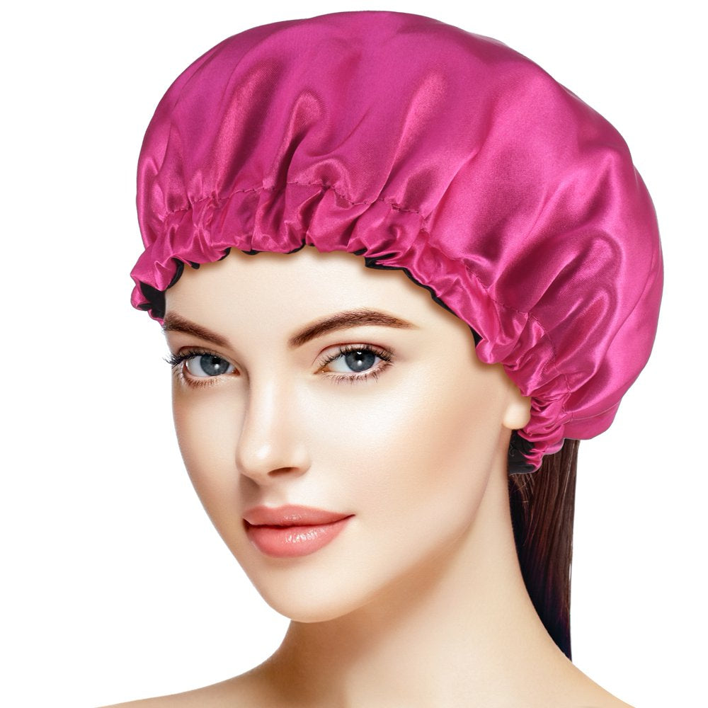 2 Pack Satin Hair Bonnet for Sleeping, Silk Satin Hair Bonnet for Curly Hair, Double Layer Hair Bonnets, Adjustable Extra Large Reversible Hair Bonnet for Woman Sleeping Long Short Hair